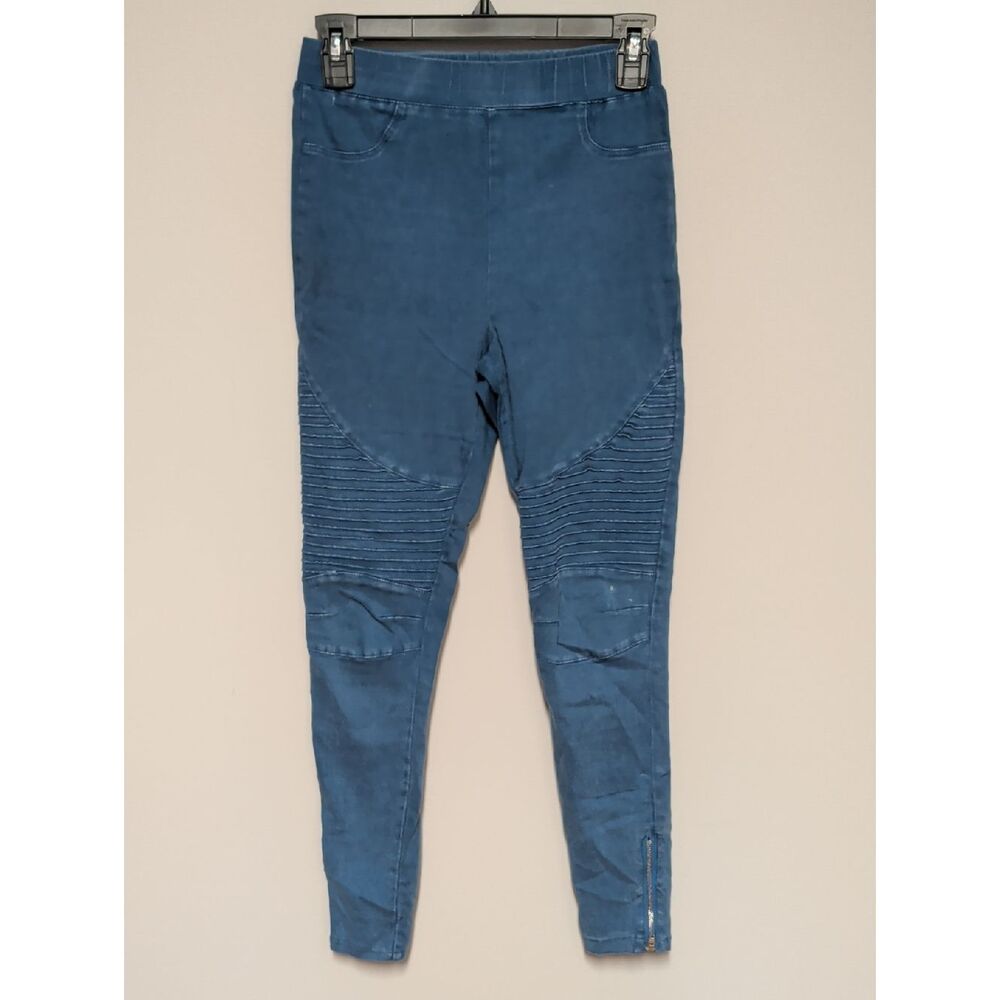 Fashion Nova Blue Moto-Detail Leggings